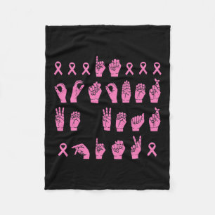 Oktober Wir tragen rosa Gebärdensprache Brustkrebs Fleecedecke