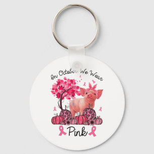 Oktober Wir Tragen Rosa Schleife Schwein Brustkreb Schlüsselanhänger
