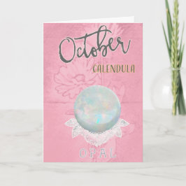 Oktobercalendula-und -opal-Geburtstag Karte