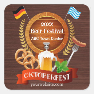 Oktoberfest Beer Barrel Quadratischer Aufkleber