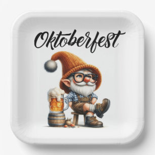 Oktoberfest-Bier-Gnom Pappteller