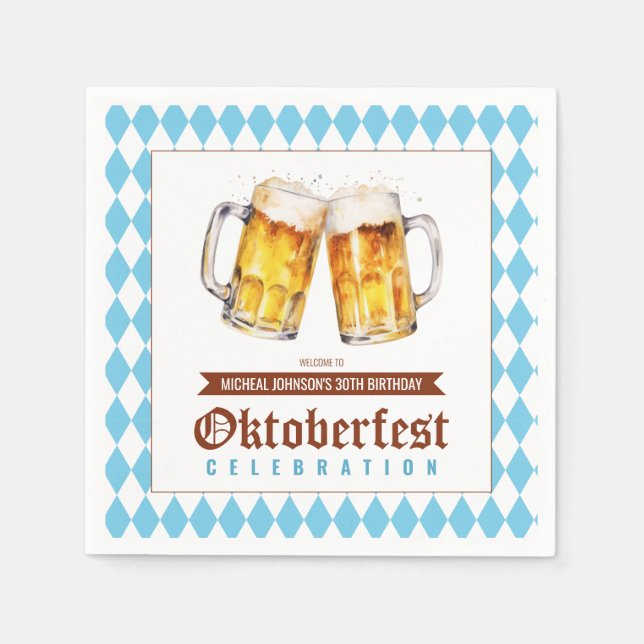 Oktoberfest-Biere Geburtstagsparty Serviette (Vorderseite)