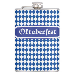 OKTOBERFEST Bierfest-Dekoration Blaues Muster Flachmann