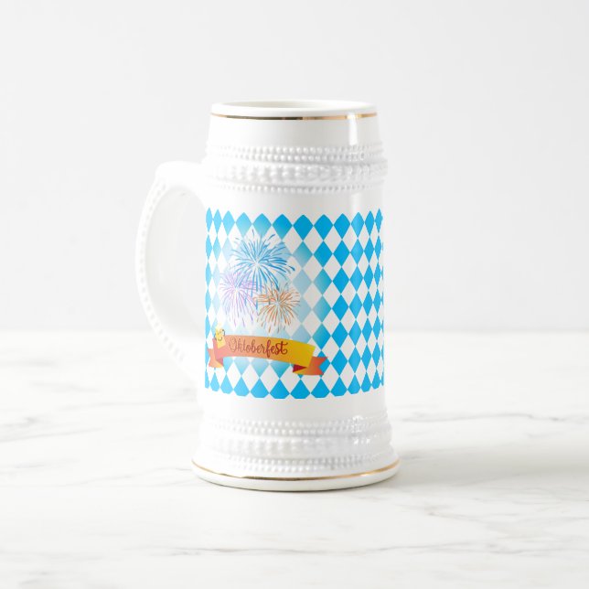 OKTOBERFEST Bierfestival Blaubayerische Flagge Bierglas (Vorderseite Links)