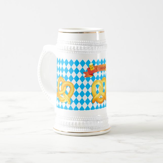 OKTOBERFEST Bierfestival Blaubayerische Flagge Bierglas (Vorderseite Links)