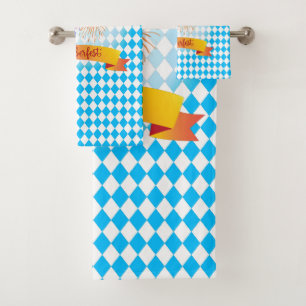 OKTOBERFEST Bierfestival Dekoration Blaues Muster Badhandtuch Set