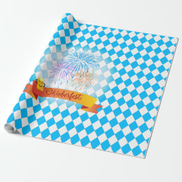 OKTOBERFEST Bierfestival Dekoration Blaues Muster Geschenkpapier