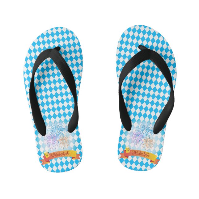 OKTOBERFEST Bierfestival Dekoration Blaues Muster Kinderbadesandalen (Fußbett)