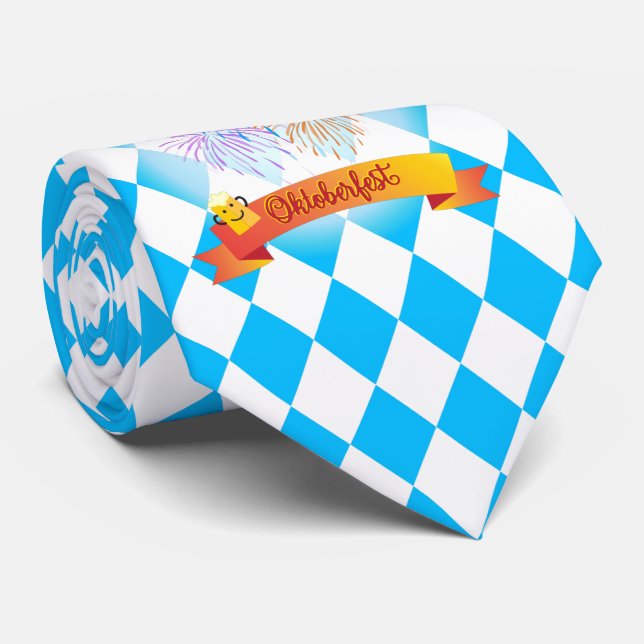 OKTOBERFEST Bierfestival Dekoration Blaues Muster Krawatte (Gerollt)