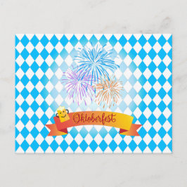 OKTOBERFEST Bierfestival Dekoration Blaues Muster Postkarte