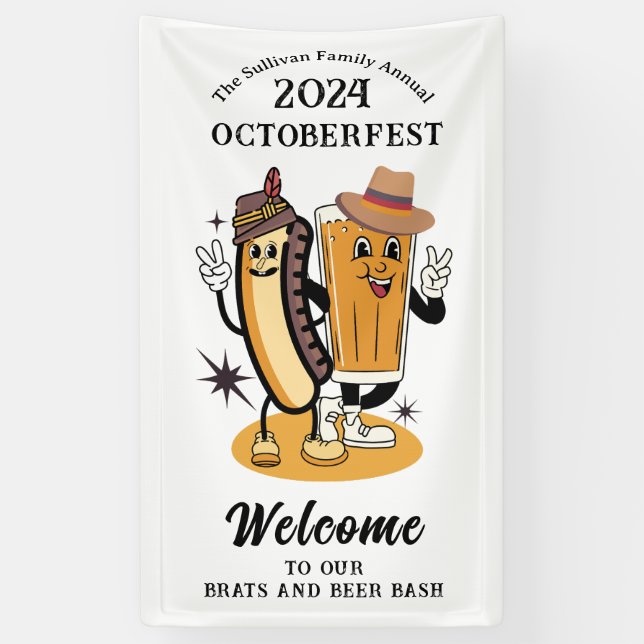 Oktoberfest Brands und Bierfall-Party Retro Banner (Vertikal)