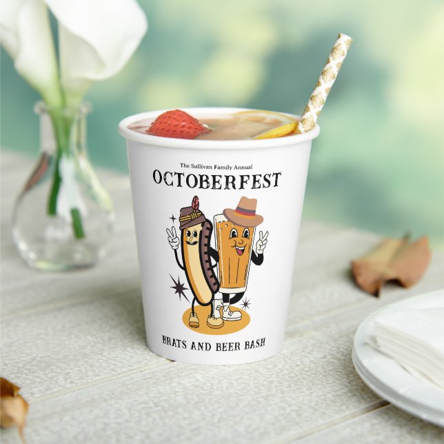 Oktoberfest Brands und Bierfall-Party Retro Pappbecher (In Situ)