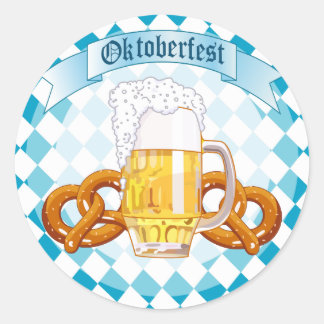 Oktoberfest-Bretzels & Biere Runder Aufkleber
