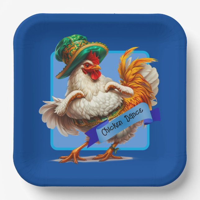 Oktoberfest Chicken Dance Pappteller (Vorderseite)