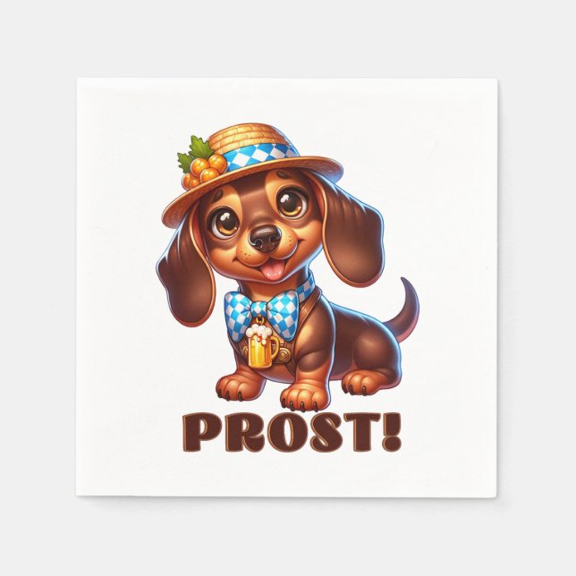Oktoberfest Dachshund Prost! Serviette (Vorderseite)