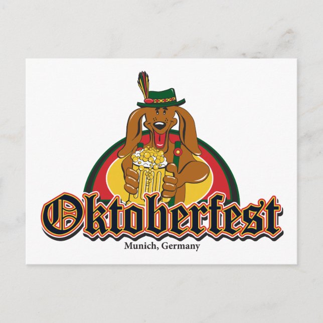Oktoberfest-Dackel Postkarte (Vorderseite)