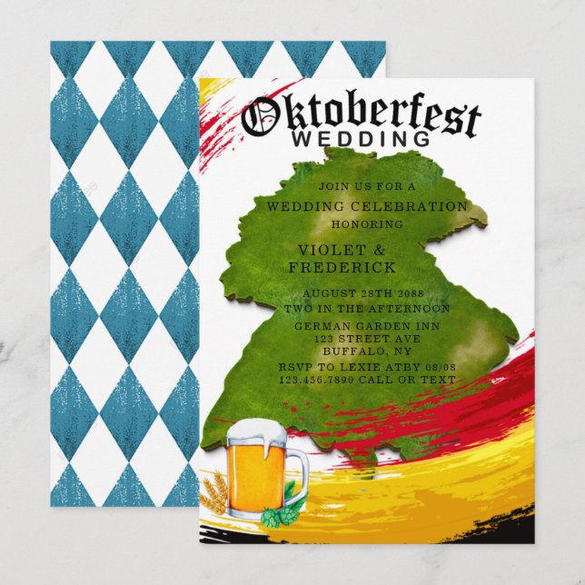 Oktoberfest Deutschland Mao Wedding Einladung (Vorne/Hinten)