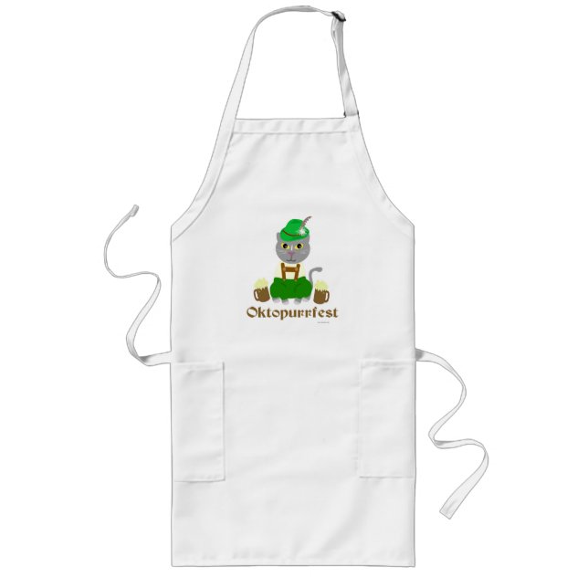 Oktoberfest Funny Cat Cartoon Kunst, Dichtung und  Lange Schürze (Vorne)