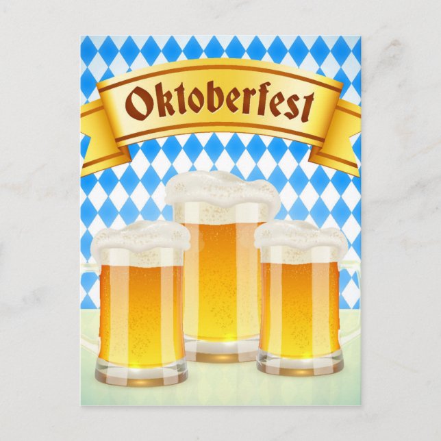 Oktoberfest Grußkarte mit Bier Postkarte (Vorderseite)