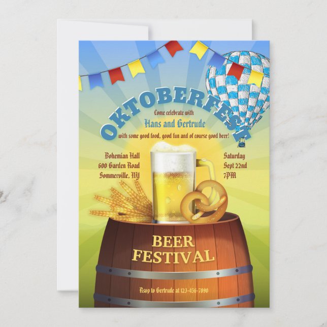 Oktoberfest Heißluft-Ballon-Einladung Einladung (Vorderseite)