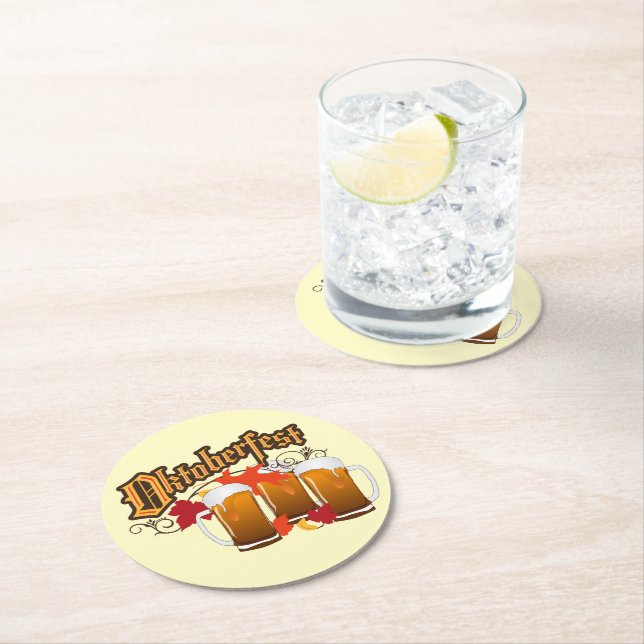 Oktoberfest Herbstbier Runder Pappuntersetzer (Vor Ort)