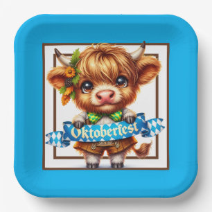 Oktoberfest Highland Cow Papier-Dinnernapkins Pappteller