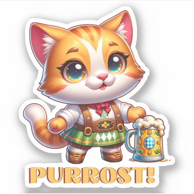 Oktoberfest Kat Prost! Aufkleber (Vorderseite)