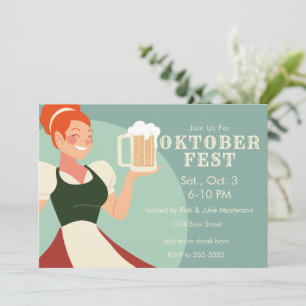 Oktoberfest Lady mit Biereinladung Einladung