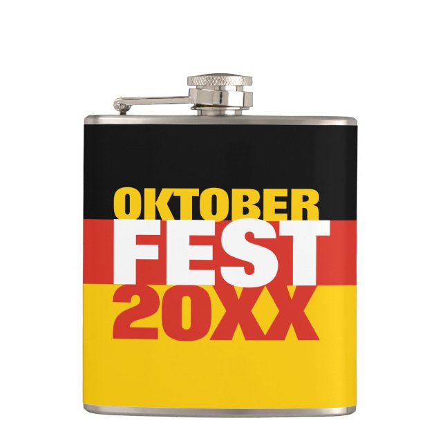 Oktoberfest Oktoberfest - Deutsche Flagge Flachmann (Vorderseite)