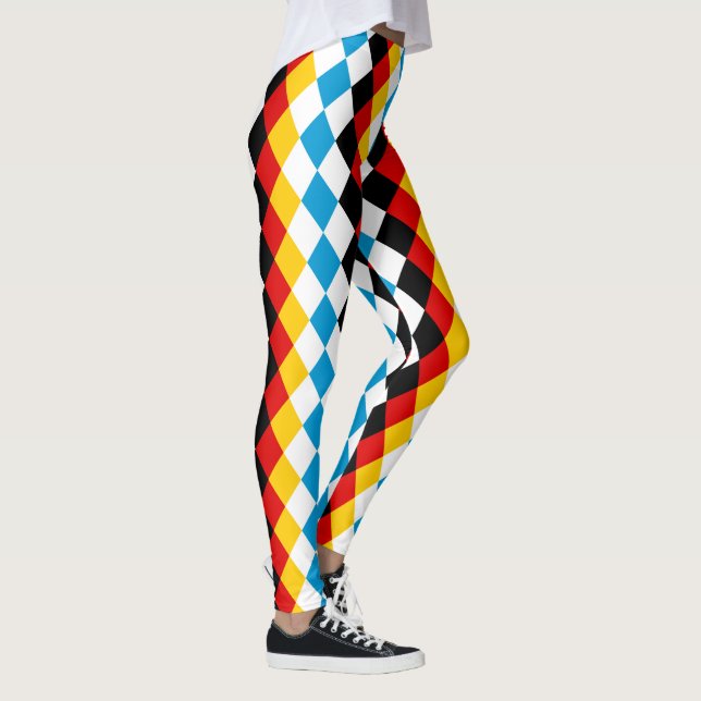 Oktoberfest-Outfit Bayerisch-Deutsche Flagge Farbe Leggings (Rechts)