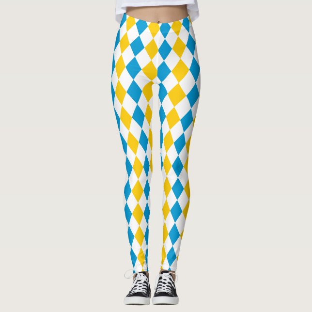 Oktoberfest Outfit Bayern Blau Gelb und Weiß Leggings (Vorderseite)
