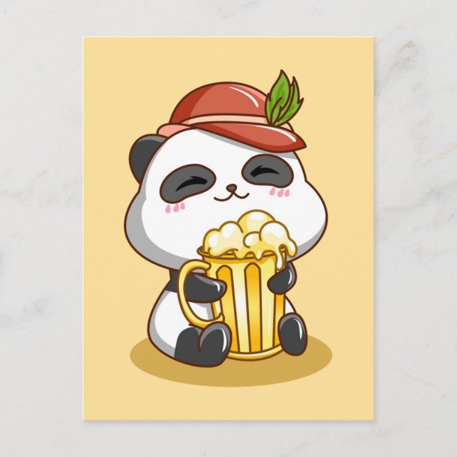 Oktoberfest Panda Bear Bear Postkarte (Vorderseite)