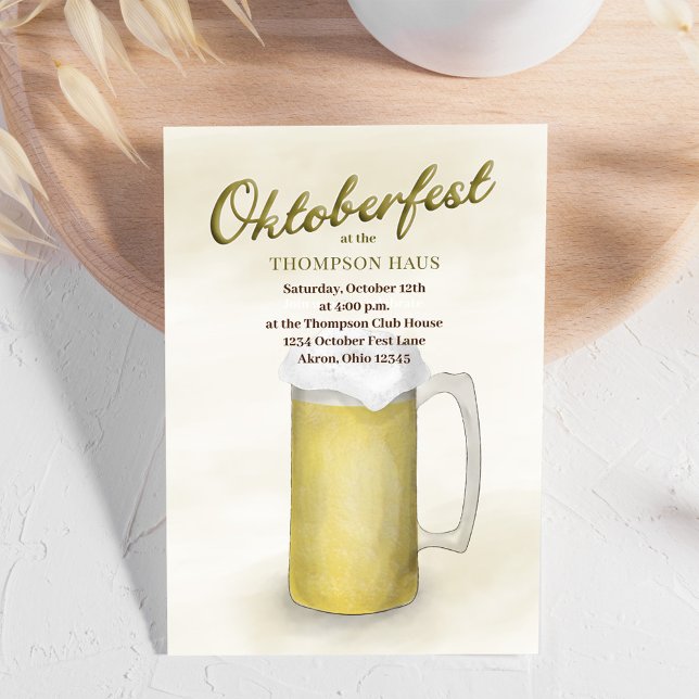 Oktoberfest-Party Einladung (Oktoberfest watercolor beer invitation. )