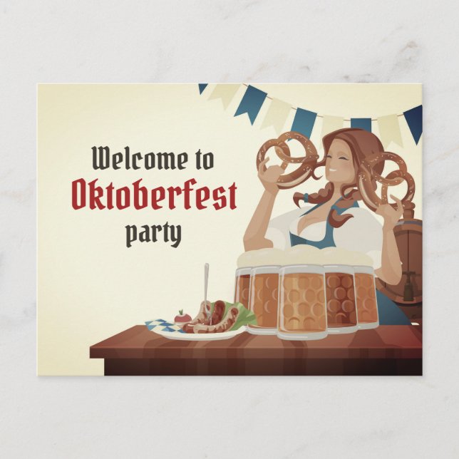 Oktoberfest-Party Einladung Postkarte (Vorderseite)
