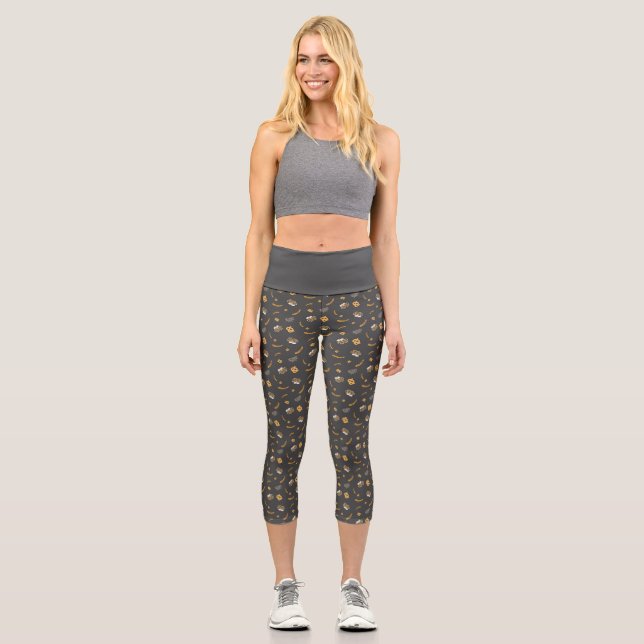 Oktoberfest Pretzel Bierfestival Muster Blau Capri Leggings (Vorderseite)