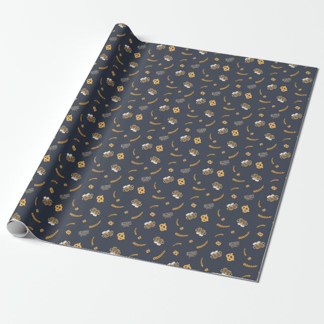Oktoberfest Pretzel Bierfestival Muster Blau Geschenkpapier (Ungerollt)