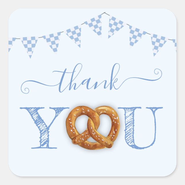 Oktoberfest Pretzel Danke Quadratischer Aufkleber (Vorderseite)
