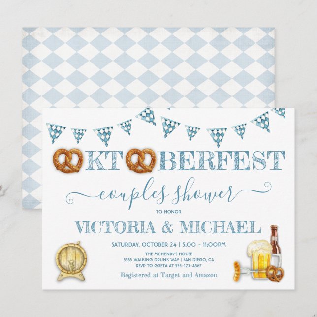Oktoberfest Pretzel Paare Dusche Einladung (Vorne/Hinten)