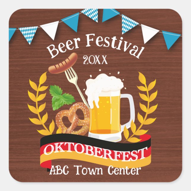 Oktoberfest Quadratischer Aufkleber (Vorderseite)