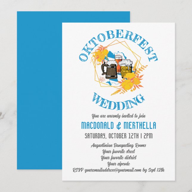 OKTOBERFEST Wedding Einladung (Vorne/Hinten)