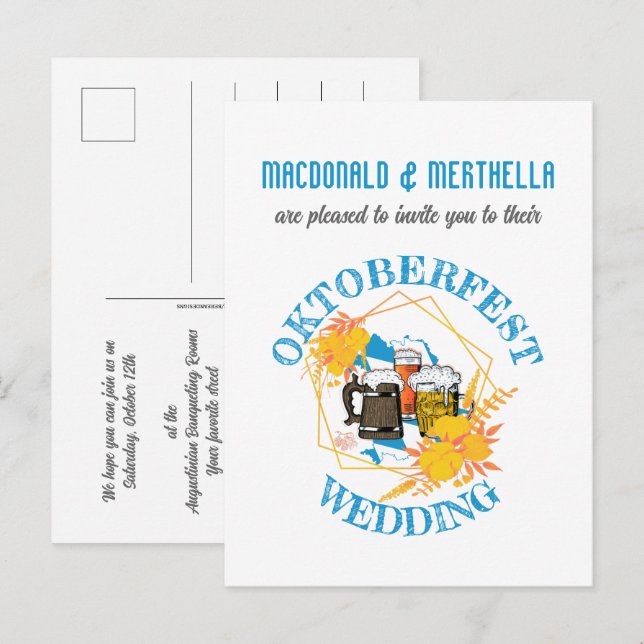 OKTOBERFEST Wedding Einladungspostkarte (Vorne/Hinten)