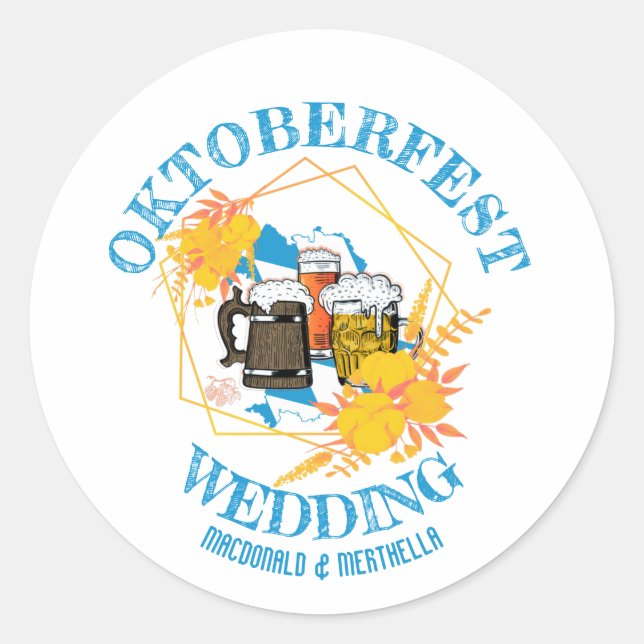 OKTOBERFEST Wedding Runder Aufkleber (Vorderseite)
