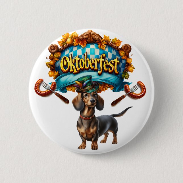 Oktoberfest Wiener Hund  Button (Vorderseite)