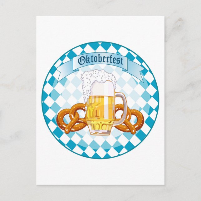 Oktoberfestfeier Runde Design Postkarte (Vorderseite)