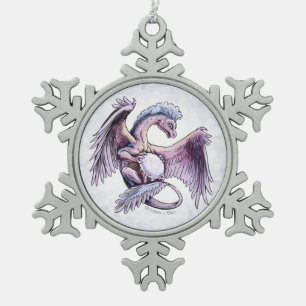 Oktobers Birthstone Drache: Opal Schneeflocken Zinn-Ornament