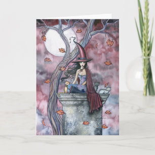 Oktoberwinde Halloween Hexenkatze Karte