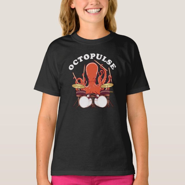 Oktopulose | Octopus Drummer T-Shirt (Vorderseite)