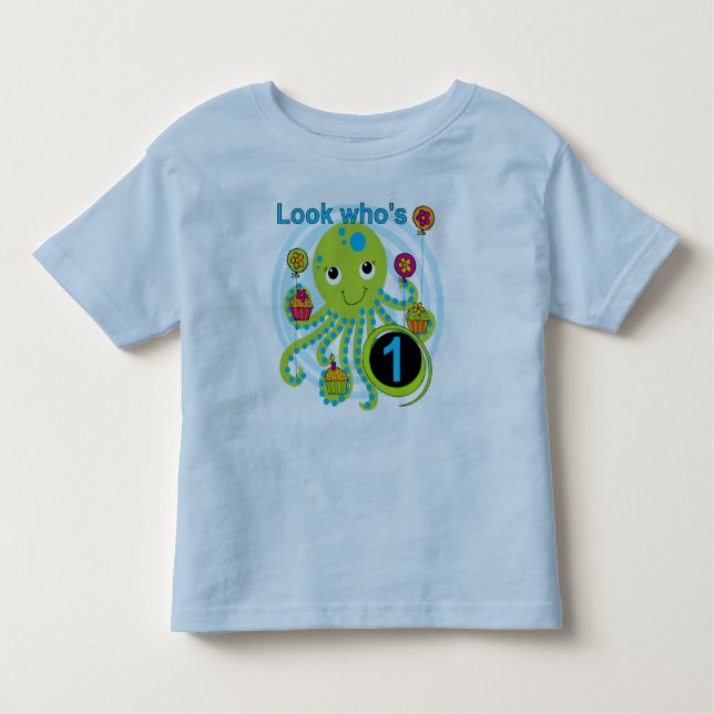 Oktopus 1. Geburtstag T - Shirt und Geschenke (Vorderseite)