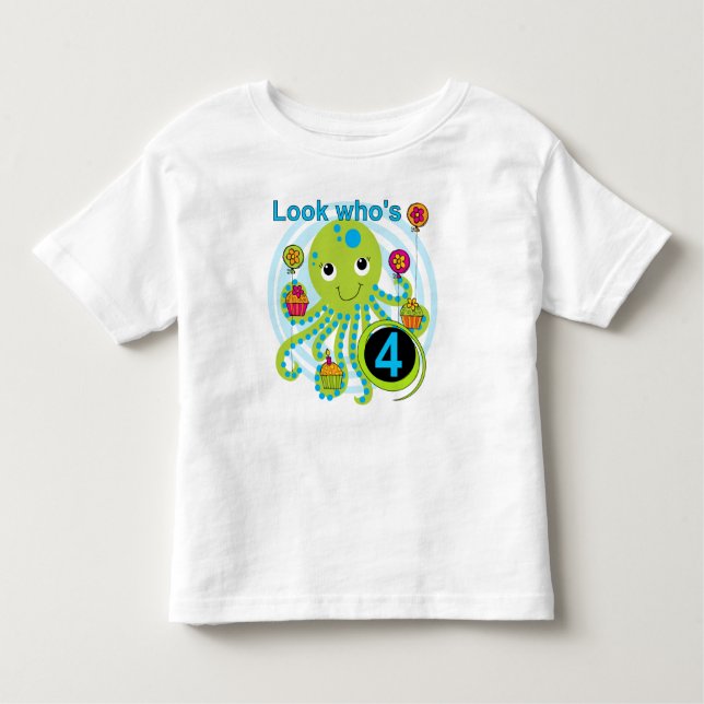 Oktopus 4. Geburtstag T Shirts und Geschenke (Vorderseite)