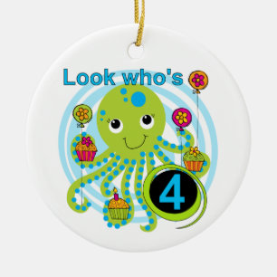 Oktopus 4. Geburtstag T Shirts und Geschenke Keramik Ornament